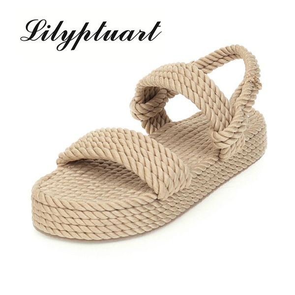 lilyptuart 2020 big size 43 gladiator hemp flat slip on straw summer women's sandals shoes woman, Black
lilyptuart 2020 big size 43 gladiator hemp flat slip on straw summer women's sandals shoes woman, Black