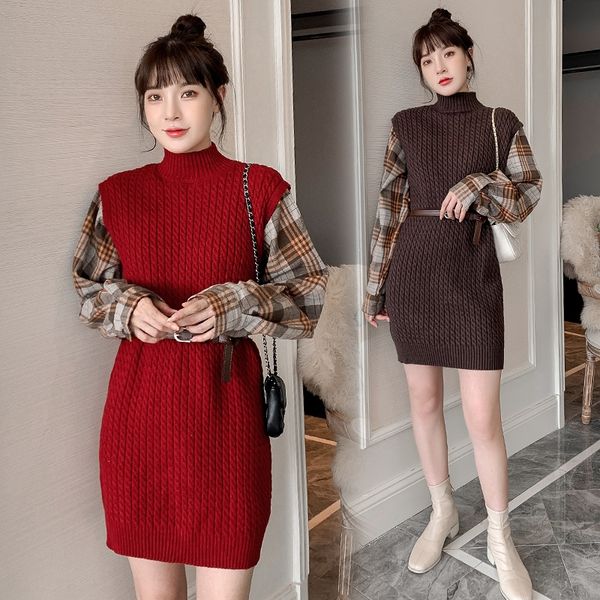 large core spun yarn bottomed knitted dress for women's autumn and winter new style waist closing show thin lattice hip skirt with larg, Black;gray 
large core spun yarn bottomed knitted dress for women's autumn and winter new style waist closing show thin lattice hip skirt with larg, Black;gray