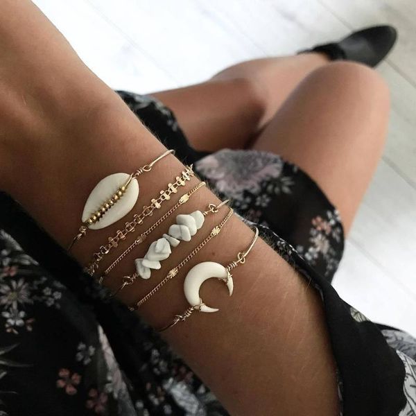 bracelets & bangles for women bohemian white stone moon shell bracelets female trendy charm chain fashion accessories, Black
bracelets & bangles for women bohemian white stone moon shell bracelets female trendy charm chain fashion accessories, Black