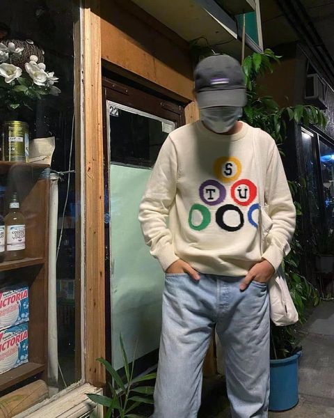 sweater color billiard cotton round neck loose pullover knit sweater, White;black
sweater color billiard cotton round neck loose pullover knit sweater, White;black