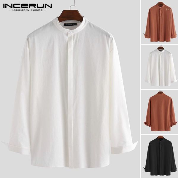 incerun men shirt brand long sleeve stand collar harajuku cotton linen streetwear solid mens business casual shirts s-5xl1, White;black
incerun men shirt brand long sleeve stand collar harajuku cotton linen streetwear solid mens business casual shirts s-5xl1, White;black