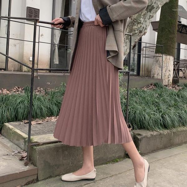 5 colors 2019 new autumn winter high waist vintage solid color pleated skirts female elastic mid-calf length skirts1, Black
5 colors 2019 new autumn winter high waist vintage solid color pleated skirts female elastic mid-calf length skirts1, Black