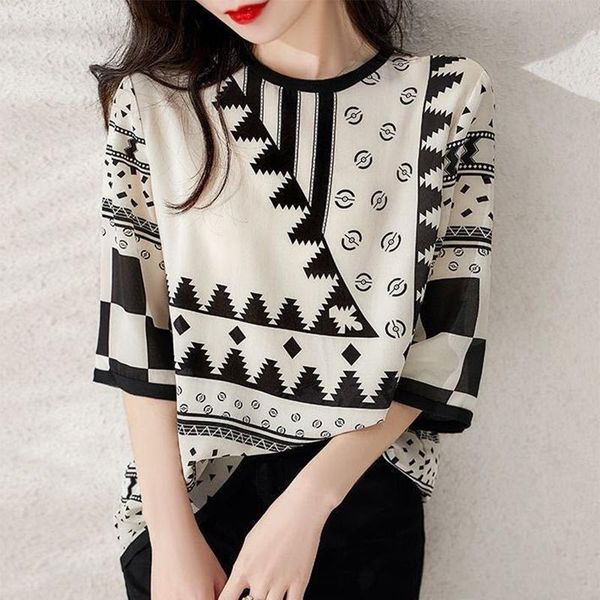 women's blouses & shirts women spring summer style chiffon lady casual short sleeve printed blusas df3817, White
women's blouses & shirts women spring summer style chiffon lady casual short sleeve printed blusas df3817, White