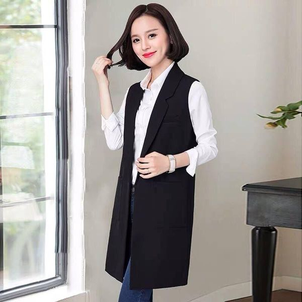women's vests 2021 women spring autumn elegant long vest female casual slim plus size blazer sleeveless lady solid notched waistcoat i3, Black;white
women's vests 2021 women spring autumn elegant long vest female casual slim plus size blazer sleeveless lady solid notched waistcoat i3, Black;white