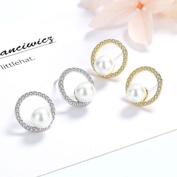 s925 pure silver freshwater pearl earrings for women's small fresh temperament diamond geometric circle pearl earrings jewelry, Golden
s925 pure silver freshwater pearl earrings for women's small fresh temperament diamond geometric circle pearl earrings jewelry, Golden