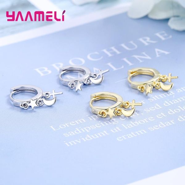 hoop & huggie fashion 925 sterling silver small star moon cross charm hoops earrings ear jewelry for women girl party gifts bijoux accessori, Golden;silver
hoop & huggie fashion 925 sterling silver small star moon cross charm hoops earrings ear jewelry for women girl party gifts bijoux accessori, Golden;silver
