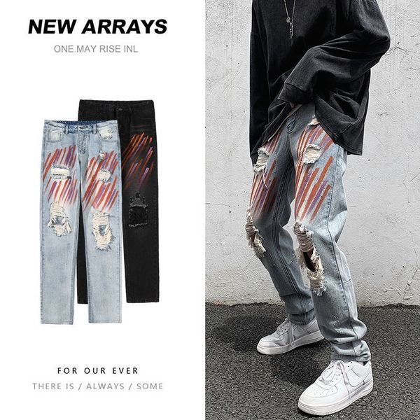 design 2021 fashion-sense graffiti in fashion make personality pants skinny jeans male male-niche fat-door style inee bkln, Blue
design 2021 fashion-sense graffiti in fashion make personality pants skinny jeans male male-niche fat-door style inee bkln, Blue