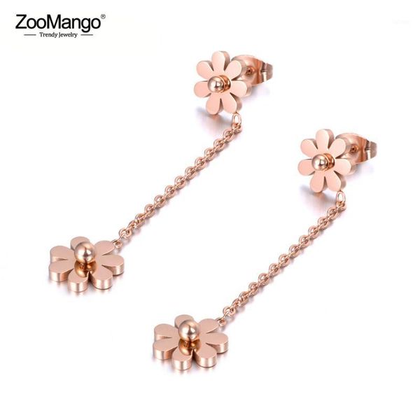zoomango double small daisy long earrings female for woman titanium rose gold color steel jewelry girls the gift ze183301, Golden;silver
zoomango double small daisy long earrings female for woman titanium rose gold color steel jewelry girls the gift ze183301, Golden;silver