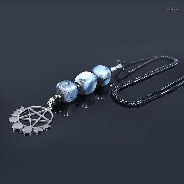 witchcraft pentagram moon natural stone stainless steel necklace women black color statement necklace jewelry collar ns2041, Silver
witchcraft pentagram moon natural stone stainless steel necklace women black color statement necklace jewelry collar ns2041, Silver