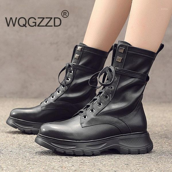 boots 2021 winter shoes women's cow leather thick bottom lace up stretch mid-calf zapatos mujer size 421, Black
boots 2021 winter shoes women's cow leather thick bottom lace up stretch mid-calf zapatos mujer size 421, Black