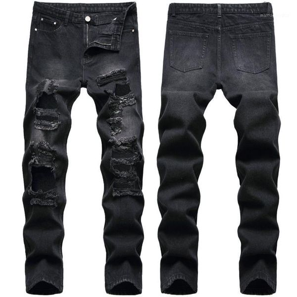 men's jeans 2021 autumn winter black hole men straight ripped full length casual high street denim trousers male1, Blue
men's jeans 2021 autumn winter black hole men straight ripped full length casual high street denim trousers male1, Blue
