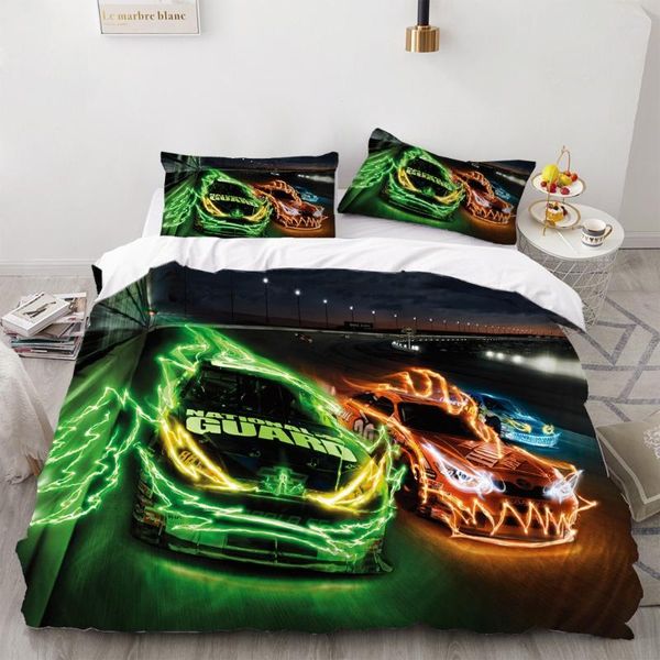 2/3 pieces racing car bedding set sports car duvet cover home room warm cartoon bed quilt cover kids bedroom bed set