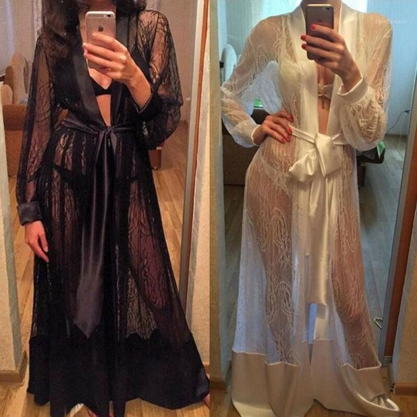 fashion bohemian women mesh lace robe cardigan underwear pajamas sleepwear dress loose casual female desses1, Black;red
fashion bohemian women mesh lace robe cardigan underwear pajamas sleepwear dress loose casual female desses1, Black;red