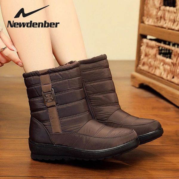 winter boots women boots non-slip warm plush rubber women ankle female winter shoes snow booties plus size 42, Black