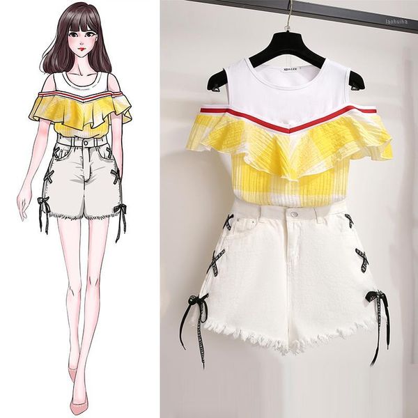 summer shorts sets clothing new women off-the-shoulder plaid short-sleeved blouse two pieces white short trousers1
summer shorts sets clothing new women off-the-shoulder plaid short-sleeved blouse two pieces white short trousers1
