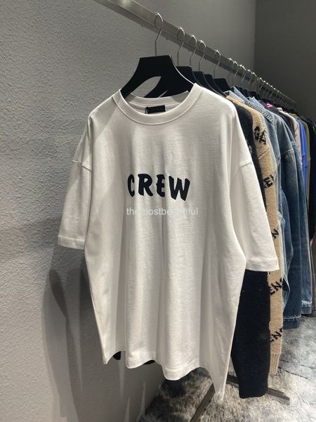women's t-shirt spring and summer high version b crew lettered print pullover round neck loose casual men's women's same t-sh, White
women's t-shirt spring and summer high version b crew lettered print pullover round neck loose casual men's women's same t-sh, White