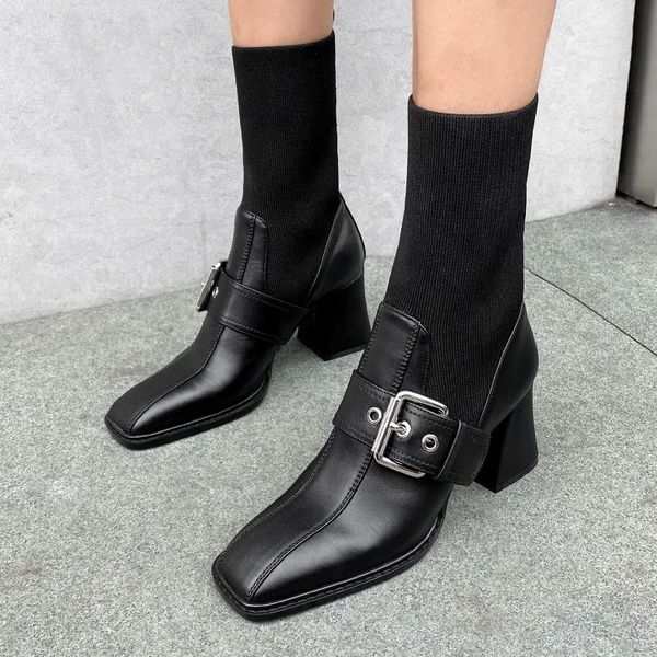 boots 2021 genuine leather ankle for women black slim stretch knitted sock autumn winter high heels
boots 2021 genuine leather ankle for women black slim stretch knitted sock autumn winter high heels