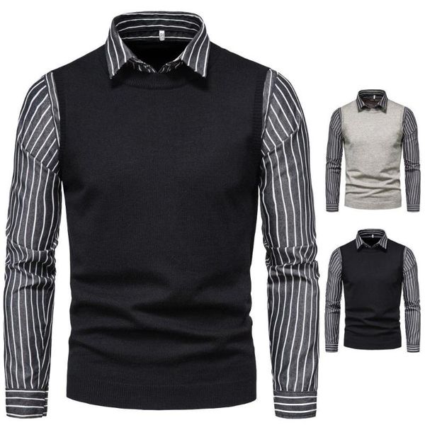men's sweaters autumn foreign trade knitted sweater cross-border lapel fake two-piece bottoming shirt, White;black
men's sweaters autumn foreign trade knitted sweater cross-border lapel fake two-piece bottoming shirt, White;black