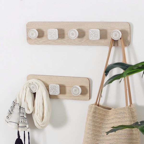 hooks & rails nordic wooden coat hanger wall home el porch living room hanging hook key holder decoration rack