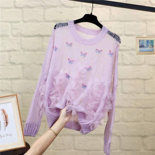 women's sweaters spring and autumn style lace flower sweet girl sweater korean loose knit women casual oversized, White;black
women's sweaters spring and autumn style lace flower sweet girl sweater korean loose knit women casual oversized, White;black