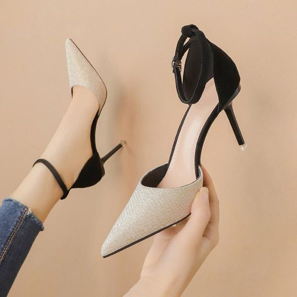 women's pump pointed toe sequined cloth low-cut one-strap suede high heels sandals stiletto ladies party shoes women's shoes, Black
women's pump pointed toe sequined cloth low-cut one-strap suede high heels sandals stiletto ladies party shoes women's shoes, Black