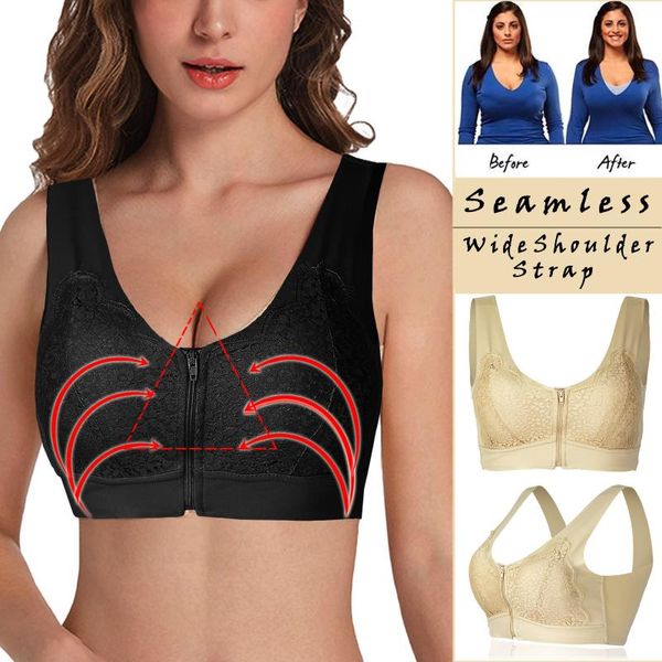 women yoga sports crop women front closure extra-elastic breathable lace trim bra underwear running push up lingerie, White;black
women yoga sports crop women front closure extra-elastic breathable lace trim bra underwear running push up lingerie, White;black