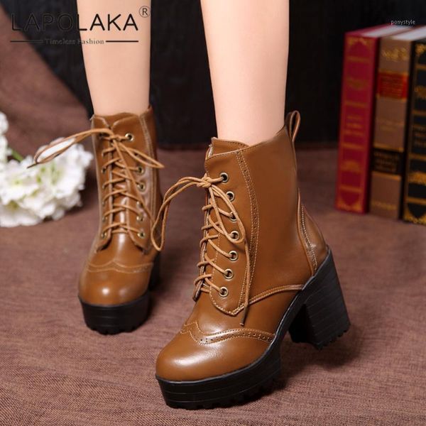 boots lapolaka fashion 2021 large size 43 thick heels office lady shoes woman female lace up platform ankle women1, Black
boots lapolaka fashion 2021 large size 43 thick heels office lady shoes woman female lace up platform ankle women1, Black