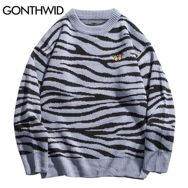 gonthwid embroidery butterfly zebra stripe pattern jumper sweaters streetwear men hip hop harajuku casual pullover knitwear 201022, White;black
gonthwid embroidery butterfly zebra stripe pattern jumper sweaters streetwear men hip hop harajuku casual pullover knitwear 201022, White;black