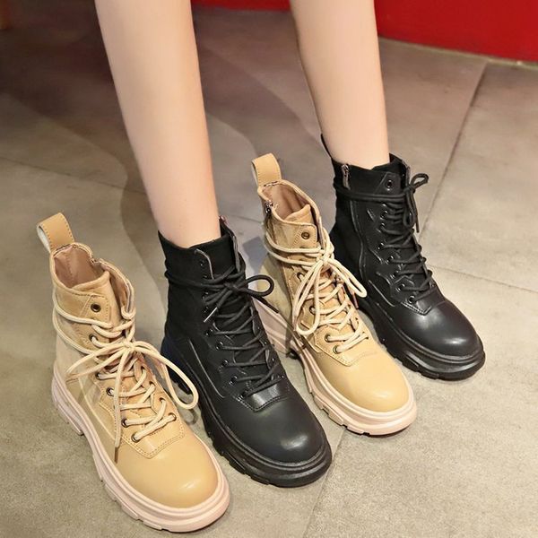 autumn & winter new style muffin thi bottomed semi-high heeled lace-up side zipper british-style martin boots women's cas lady s, Black
autumn & winter new style muffin thi bottomed semi-high heeled lace-up side zipper british-style martin boots women's cas lady s, Black