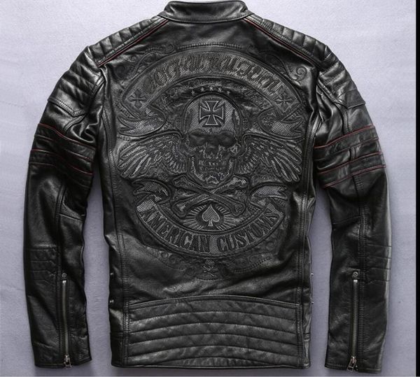 men's leather & faux 2021 men black skull embroidery motorcycle jacket real thick cowhide slim fit xxxxl russian coat 1
men's leather & faux 2021 men black skull embroidery motorcycle jacket real thick cowhide slim fit xxxxl russian coat 1