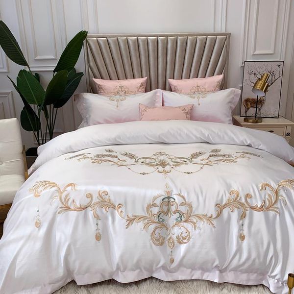 bedding sets white luxury european royal gold embroidery 60s satin silk sheet cotton pillowcases king bed duvet set cover
bedding sets white luxury european royal gold embroidery 60s satin silk sheet cotton pillowcases king bed duvet set cover