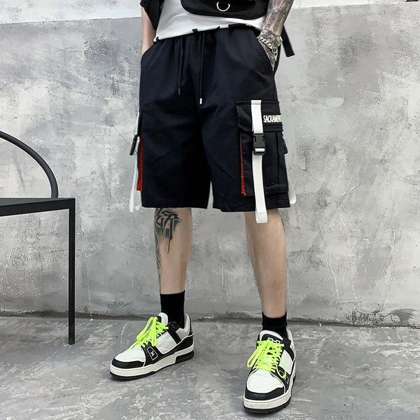 men's shorts 2022 summer cargo men black ribbons casual knee length pants high street wild male streetwear, White;black
men's shorts 2022 summer cargo men black ribbons casual knee length pants high street wild male streetwear, White;black
