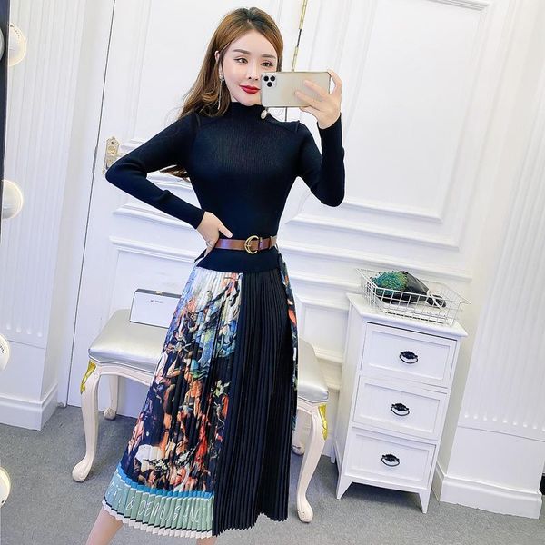 elegant women knitted pleated print dress slim long sleeve vintage blue sweaterer midi dresses for female with belt new autumn, Black;gray
elegant women knitted pleated print dress slim long sleeve vintage blue sweaterer midi dresses for female with belt new autumn, Black;gray