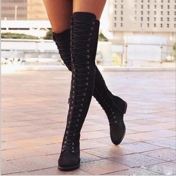 boots women over the knee high flats shoes woman gladiator autumn warm lace up shoe chaussures femme zapatos mujer sapato d2261, Black
boots women over the knee high flats shoes woman gladiator autumn warm lace up shoe chaussures femme zapatos mujer sapato d2261, Black
