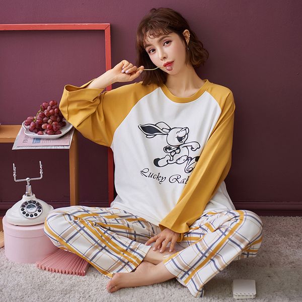 2021 new set of spring pajamas korean plus female size homewear loose neck sleepy long sleeve 71ix, White
2021 new set of spring pajamas korean plus female size homewear loose neck sleepy long sleeve 71ix, White