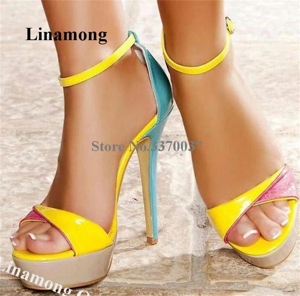 sandals linamong shining patchwork stiletto heel high platform gladiator pink yellow blue mixed-colors, Black
sandals linamong shining patchwork stiletto heel high platform gladiator pink yellow blue mixed-colors, Black