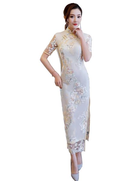 ethnic clothing shanghai story chinese traditional style dresses long cheongsam short sleeve floral embroidery lace qipao, Red
ethnic clothing shanghai story chinese traditional style dresses long cheongsam short sleeve floral embroidery lace qipao, Red