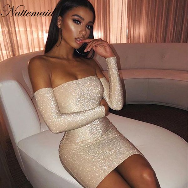 nattemaid off shoulder glitter bodycon women long sleeve dress female autumn winter elegant club night party dress 200929, Black;gray
nattemaid off shoulder glitter bodycon women long sleeve dress female autumn winter elegant club night party dress 200929, Black;gray