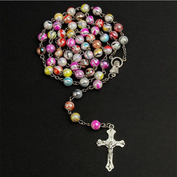 pendant necklaces 8mm colorful pearl rosary necklace alloy cross virgin mary centrepieces christian catholic religious jewelry, Silver
pendant necklaces 8mm colorful pearl rosary necklace alloy cross virgin mary centrepieces christian catholic religious jewelry, Silver