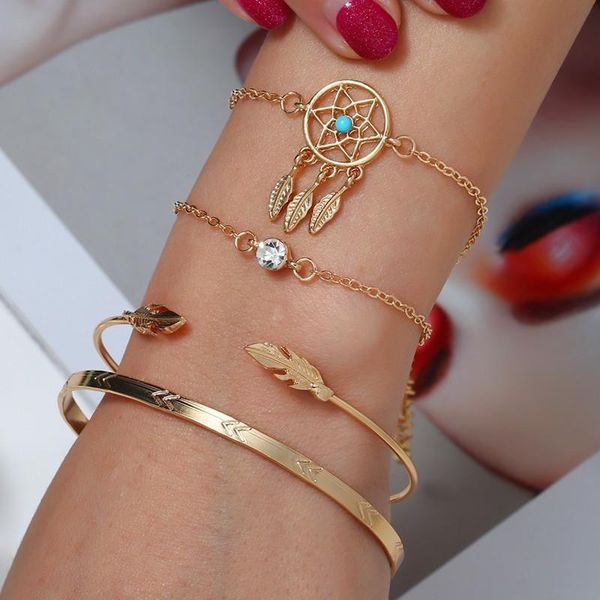 dream catcher bracelet ladies hollow triangle moon leaf rhinestone bracelet retro charm crystal gold multi-piece suit, Black
dream catcher bracelet ladies hollow triangle moon leaf rhinestone bracelet retro charm crystal gold multi-piece suit, Black