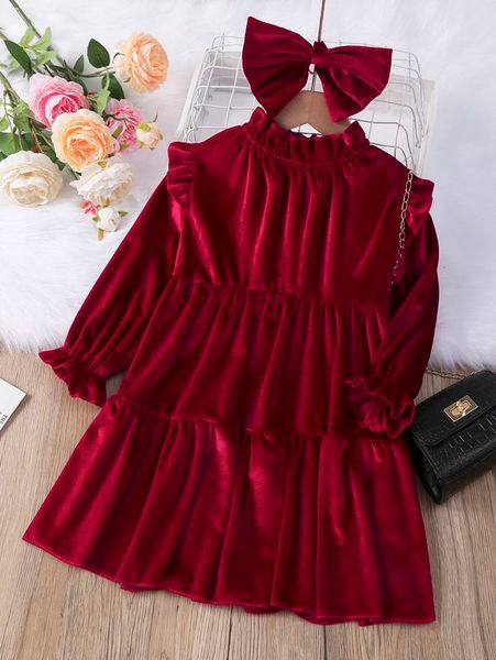 toddler girls frill trim flounce sleeve ruffle hem velvet dress she, Red;yellow
toddler girls frill trim flounce sleeve ruffle hem velvet dress she, Red;yellow