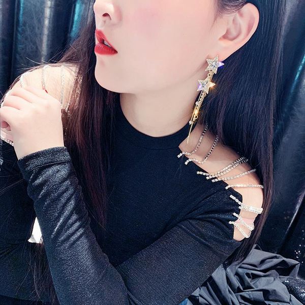 stud elegant crystal five pointed star earrings wholesale atmosphere pearl tassel, Golden;silver
stud elegant crystal five pointed star earrings wholesale atmosphere pearl tassel, Golden;silver