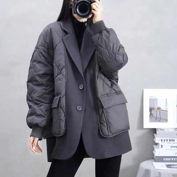 women's down & parkas women down-jacket long sleeve single-breasted splicing fake two piece lady coat1, Black
women's down & parkas women down-jacket long sleeve single-breasted splicing fake two piece lady coat1, Black