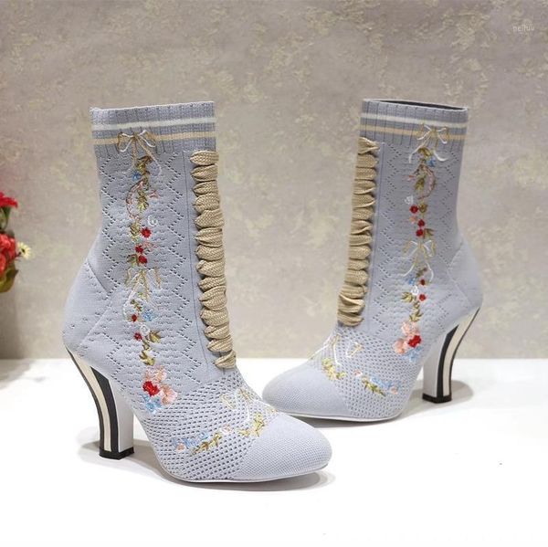 boots womens pointed toe knitted match colors embroidery floral strange high heel knitting real leather shoes 6color d10101, Black 
boots womens pointed toe knitted match colors embroidery floral strange high heel knitting real leather shoes 6color d10101, Black