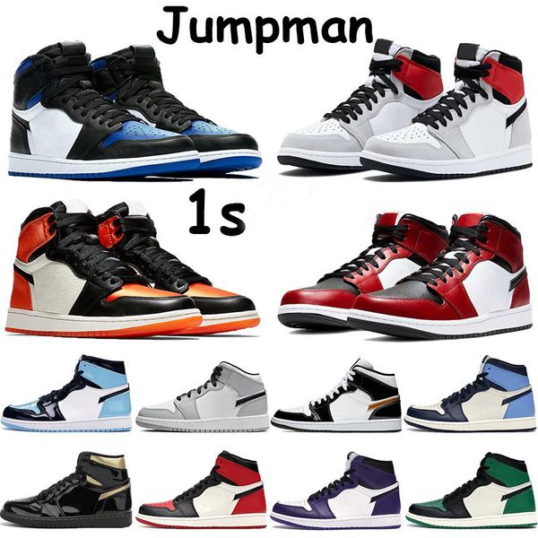 1 1s jumpman basketball shoes mid chicago black bred royal toe light smoke grey satin snake shattered backboard unc patent high men sneakers
1 1s jumpman basketball shoes mid chicago black bred royal toe light smoke grey satin snake shattered backboard unc patent high men sneakers