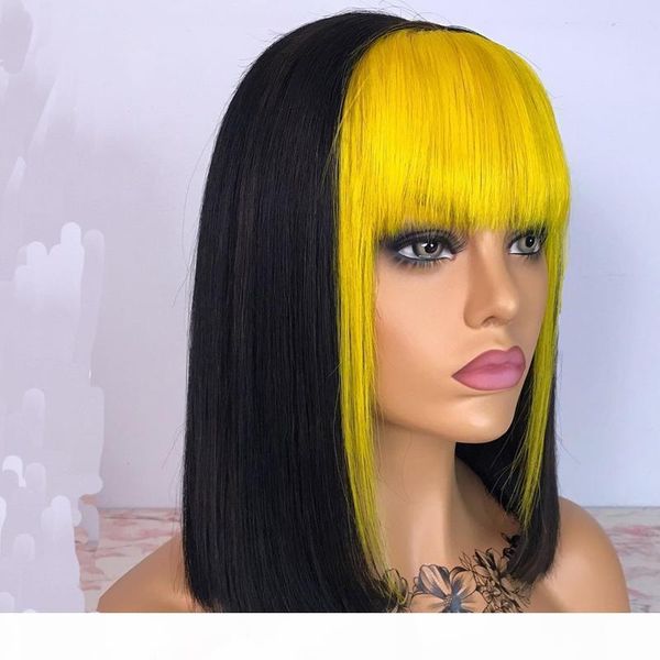 wig short yellow bob human hair lace part wigs preplucked 5x5 lace frontal wigs style remy hair with baby, Black;brown
wig short yellow bob human hair lace part wigs preplucked 5x5 lace frontal wigs style remy hair with baby, Black;brown