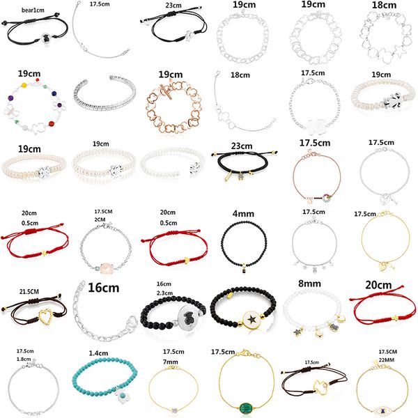 sterling silver classic cute bear bracelet female ornament factory wholesale fashions gift, Black 
sterling silver classic cute bear bracelet female ornament factory wholesale fashions gift, Black