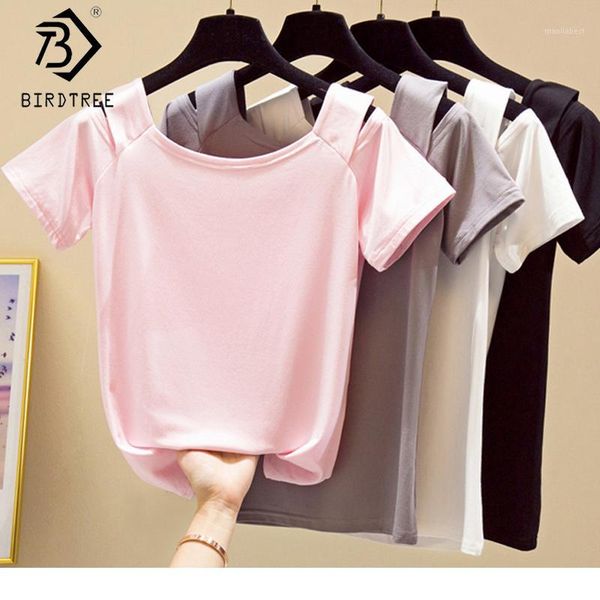 4 colors new cotton t-shirt for women 2020 summer short sleeve slash neck elastic slim casual all match t02604k1, White
4 colors new cotton t-shirt for women 2020 summer short sleeve slash neck elastic slim casual all match t02604k1, White