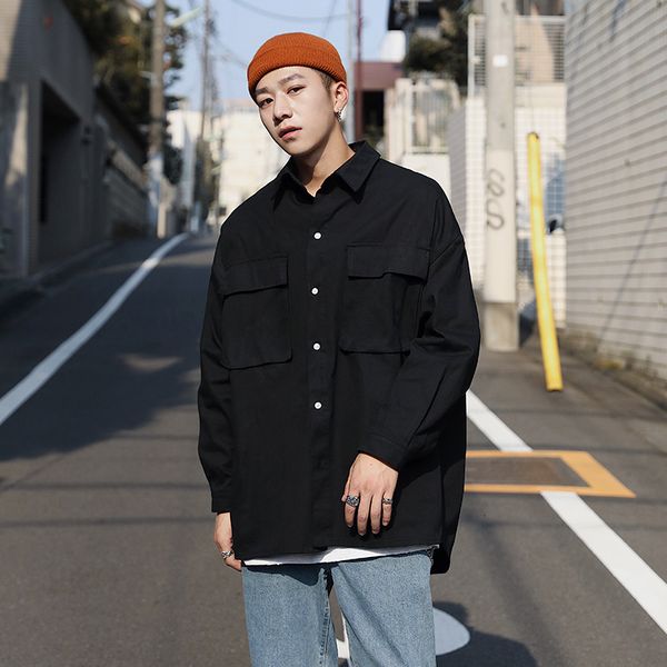 2021 new privathinker solid color men's long sleeve korean gray iirregular blouse streetwear male casual black white shirts 12fb, White;black
2021 new privathinker solid color men's long sleeve korean gray iirregular blouse streetwear male casual black white shirts 12fb, White;black
