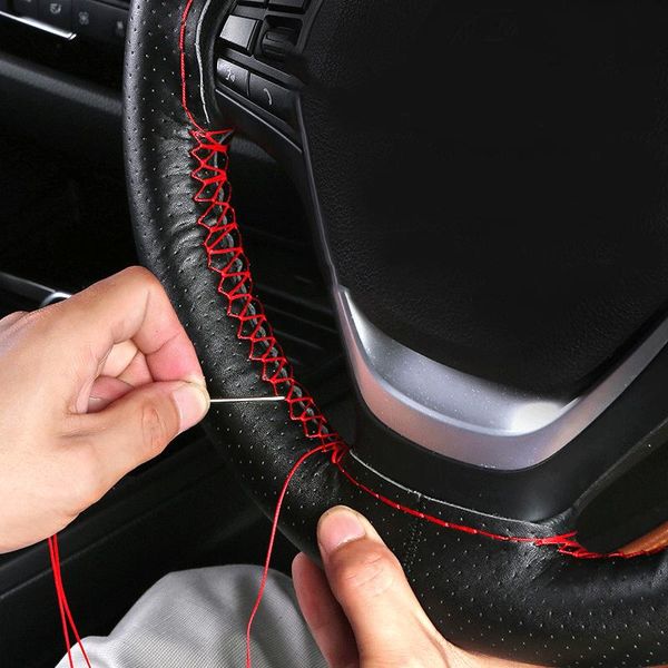 hand sewing steering wheel cover artificial leather braid wheel cover steer with needle threads diy 38cm auto accessories
hand sewing steering wheel cover artificial leather braid wheel cover steer with needle threads diy 38cm auto accessories